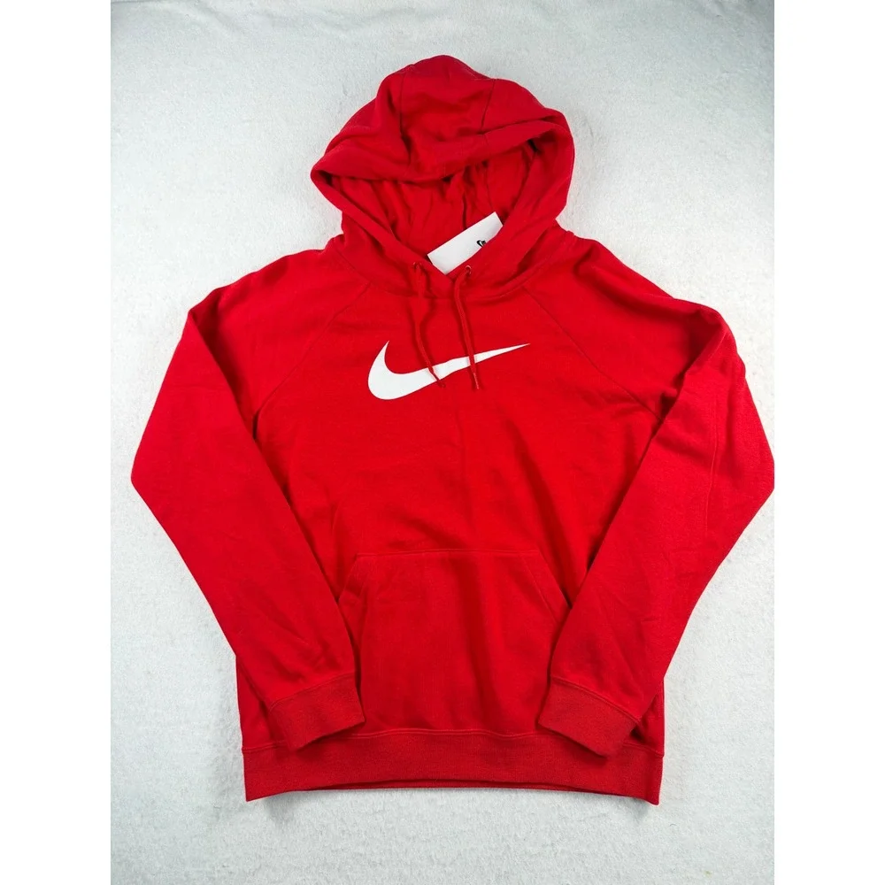 Nike Womens Varsity Fleece Hoody Red Pullover Swoosh Sweatshirt Sizr Small